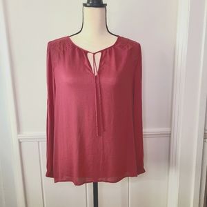 Lucky Brand Women's Shirt Magenta Long Sleeve Embroidered Size Large